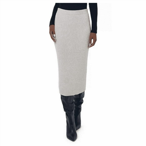Edited by Remi Bader Women's Small Oatmeal Ribbed Sweater Skirt