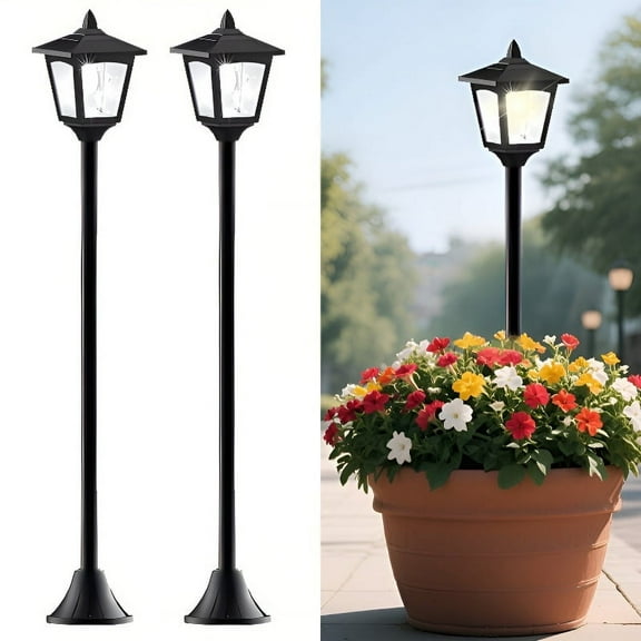 2 Pack 40" Solar Lamp Post Lights Outdoor – IP65 Waterproof LED with Auto Dusk to Dawn Sensor, Easy Install Pathway Garden Yard Driveway Patio Landscape Lighting