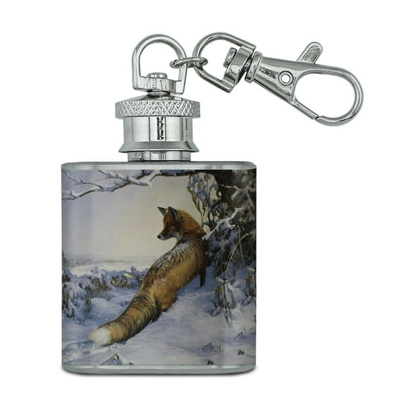Fox Tail End of the Storm Stainless Steel 1oz Mini Flask Key Chain