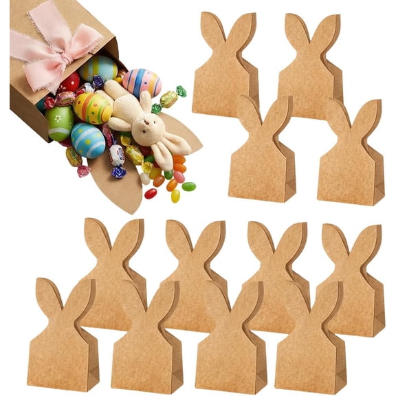 Boho Bow Bunny Goodie Bags for Egg Hunts, DIY Bunny Gift Boxes with Neutral Bow Ribbon, Spring Party Favor Bags for Classroom Treats and Easter Gifts For Classroom Trefor Classrofor