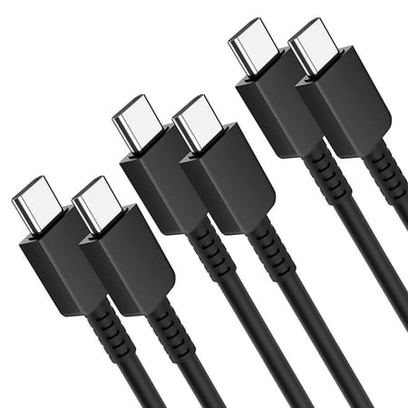 for ZTE Axon 30 Ultra USB-C to USB-C Cable 6 Feet Long Fast Charging [3 Pack] - Black