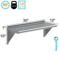 thumbnail image 3 of AmGood 12 in. x 30 in. Stainless Steel Wall Shelf | NSF Certified | Appliance & Equipment Metal Shelving | Kitchen, Restaurant, Garage, Laundry, Utility Room, 3 of 7