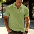 thumbnail image 2 of JTSRKL Mens Wrinkle Texture Tees Short Sleeve V Neck Summer Beach Golf Shirts Crinkled Cooling Lightweight Breezy Relaxed Pullover Tops Green XXL, 2 of 9