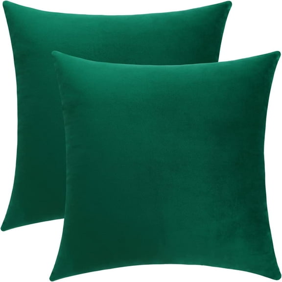 Comfy Soft Thick Christmas Throw Pillow Covers Decorative Square Couch Cushion Cases for Bedroom Sofa Car Decor (Dark Green, 2 Pieces)
