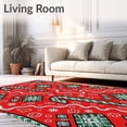 thumbnail image 2 of ODIKA 2'x3' Machine Washable Non-Slip Area Rug, Holiday Patchwork Design Featuring Cane and Plaid Duo High Traffic Rug with Pad, Red, 621890, 2 of 8