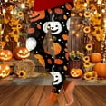 thumbnail image 4 of Gyexs Womens Halloween Leggings Skeleton Pumpkin Printed Stretchy Leggings Elastic Waistband Party Yoga Pants Halloween Work Clothes #13 Light Gray Size XL, 4 of 4