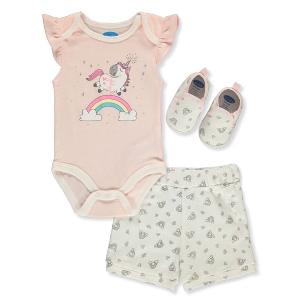 Bon Bebe Bon Bebe Baby Girls Unicorn 3 Piece Layette Set Newborn Walmart Com Walmart Com
