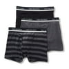 Men's Van Heusen 00CPB02ZB Core Cotton Boxer Briefs - 3 Pack (Black/Stripe/Grey L)