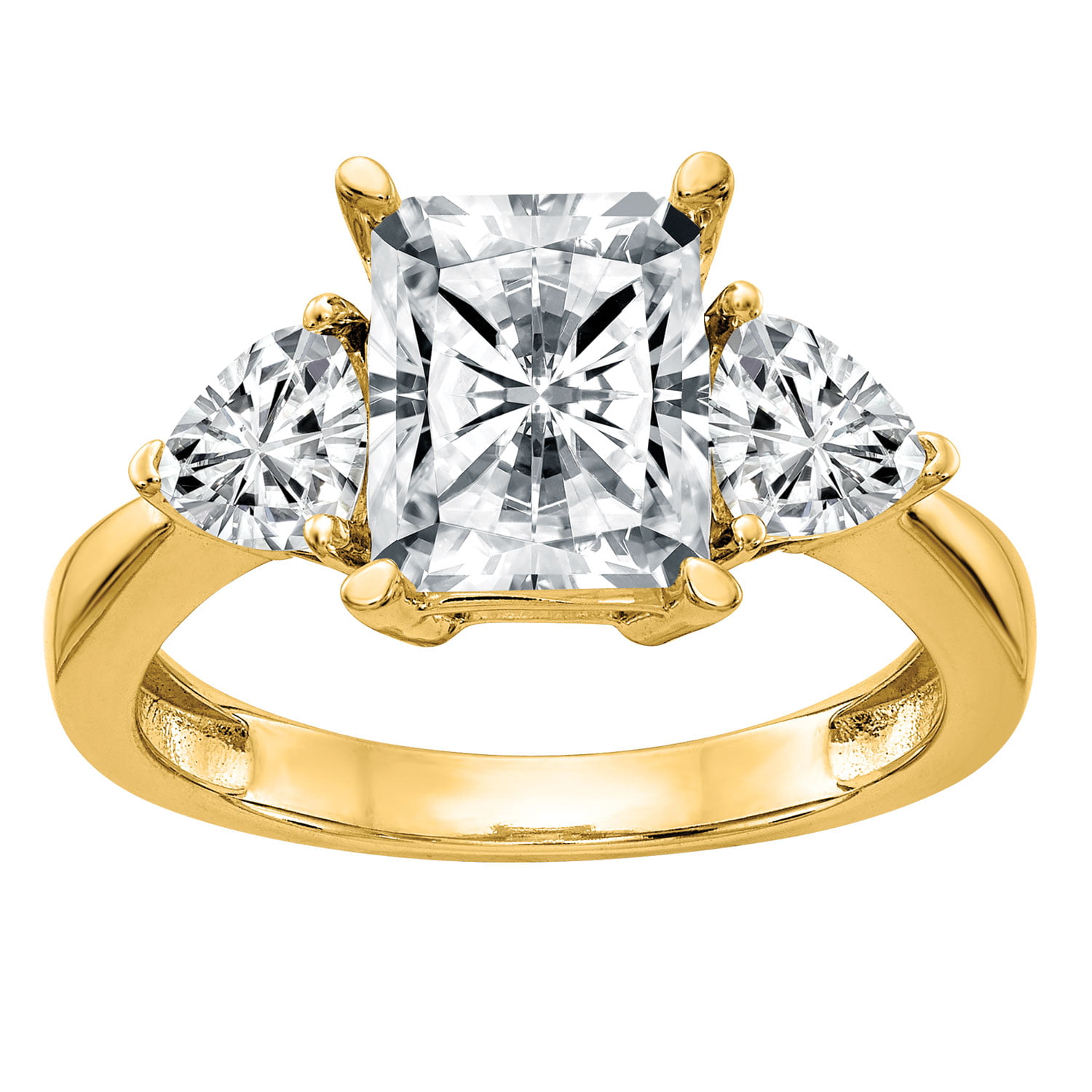 Radiant Fire 14 Karat Yellow Gold 3-Stone Engagement Ring - Walmart.com