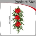 thumbnail image 3 of 20 Inch Artificial Christmas Teardrop Door Swag, Decorated With Holly Leaves And Red Flowers, Winter Wall Ornament For Front Door Porch Entryway, 3 of 6