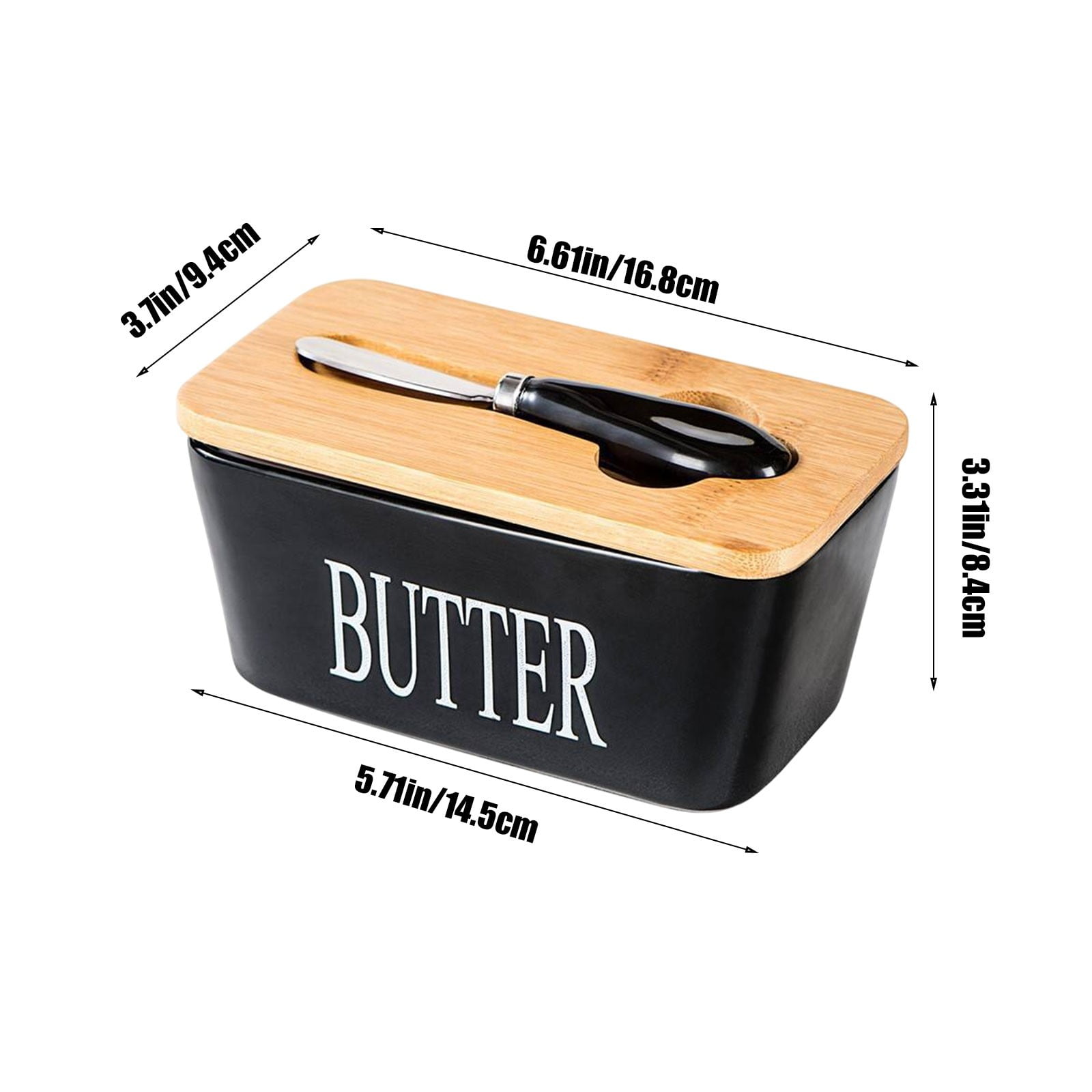 HOZVOMI Ceramic Butters Storage Box - Nordic Style Ceramic Jar with Lid and Cutting Tools for Cheese and Butters Storage