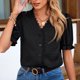 thumbnail image 2 of Blusa de camiseta lisa con botones de encaje y cuello en V de verano a la moda sexy informal para mujer Pompotops lopia999577, 2 of 9
