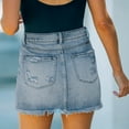 thumbnail image 5 of Lisingtool Denim Skirt Denim Waist Casual Jean Skirt Women's A Line High Short Skirts for Women Blue, 5 of 8