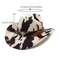 thumbnail image 2 of RUINIXCW Western Cow Print Cowgirl Hat for Women Cowboy Hat for Men Adult Unisex Metal Bull Buckle Wide Brim Felt Fedora Hats Classic Cowboy Hats Rodeo Outfit Accessories, 2 of 8