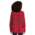 thumbnail image 3 of Time and Tru Women's Button Down Flannel Shirt with Long Sleeves, Sizes XS-3XL, 3 of 6