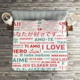 thumbnail image 2 of Ambesonne Love Quilted Coverlet 3 Pcs, Emotional Messages Art, King Size, White Grey Red, 2 of 2