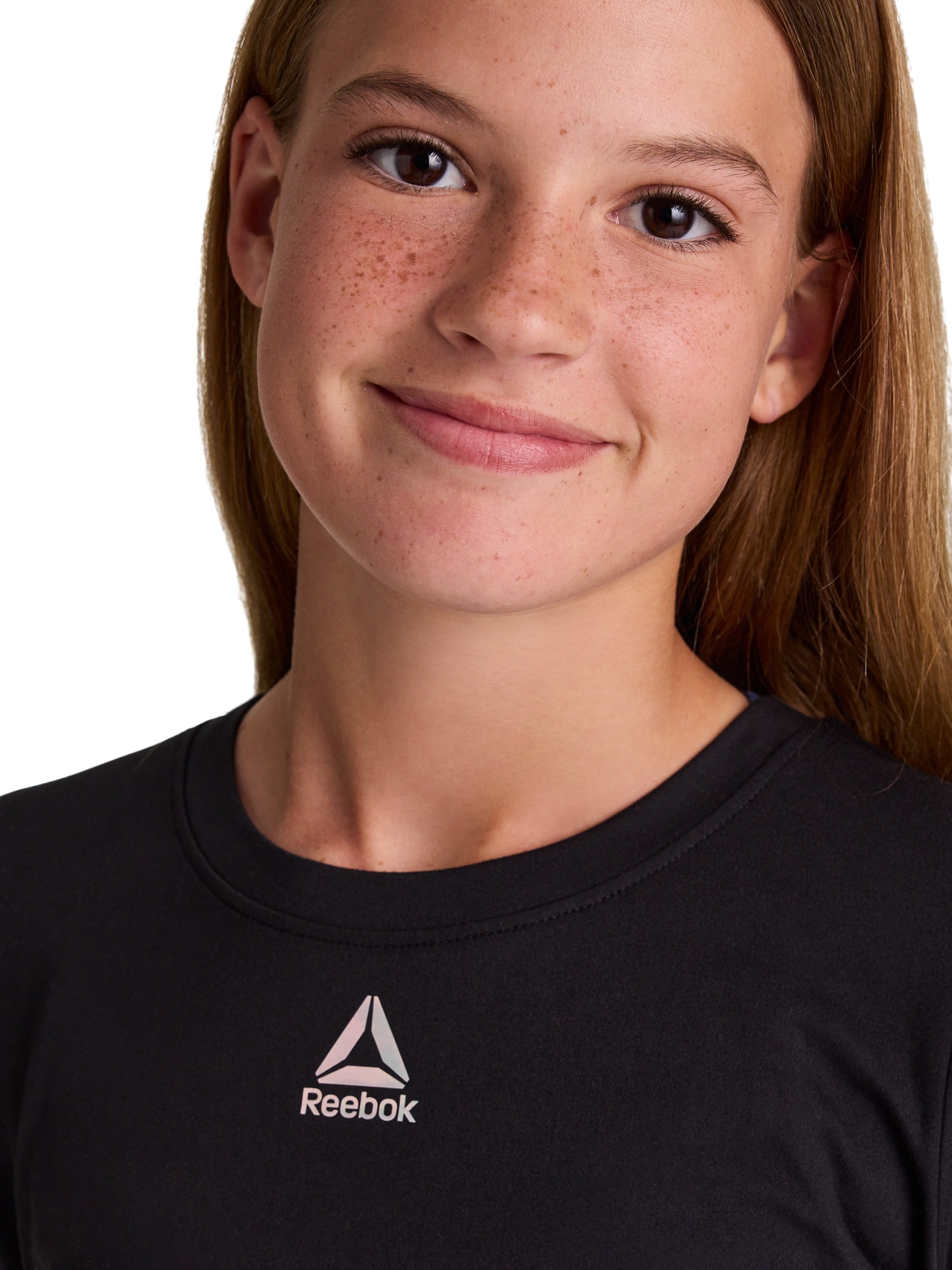 Reebok Girl's Legacy Short Sleeve Ruched Performance Top, Sizes 4-18