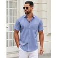 thumbnail image 2 of COOFANDY Mens Short Sleeve Casual Button Down Shirts Summer Untucked Dress Shirts with Pocket, 2 of 5