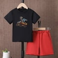 thumbnail image 2 of HCNTES Toddler Boy Summer Clothes kid Boy Outfits Crewneck Dinosaur Print Short Sleeve Shirt and Short Toddler Boy Shorts Set, 2 of 4
