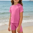 thumbnail image 4 of Juorvia Girls'clothing Sets Toddler Summer Casual Loose Fitted Crew Neck T-Shirts Slim Layering Shorts(12-13 Years,Hot Pink), 4 of 7