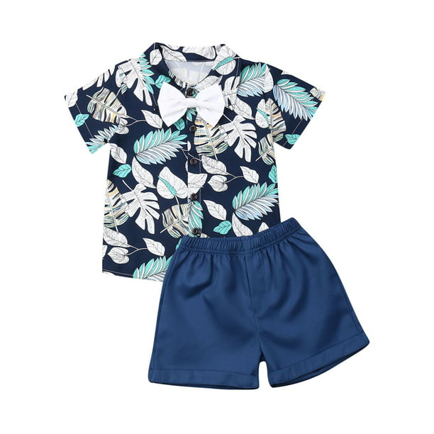Toddler Little Boy Kids Summer Floral Shirt Bermuda Shorts Outfit Set ...
