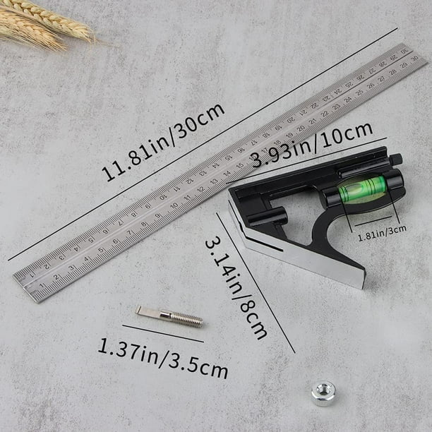 300mm Combination Square Metric Universal and Accurate Metal Combination Square with Stopper and Scribing Tool High End Professional Measuring