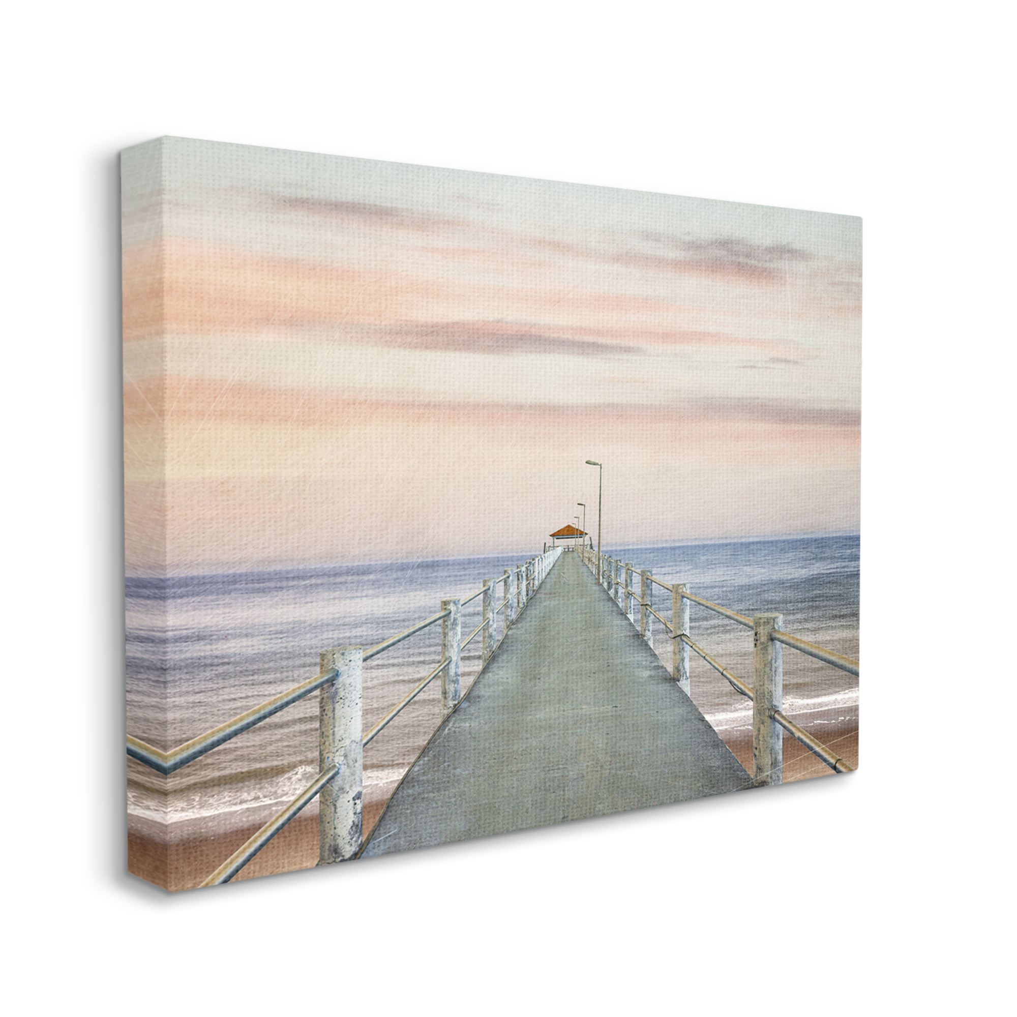 Stupell Industries Nautical Pier Walkway Landscape Painting Gallery Wrapped Canvas Art Print Wall Art, 20 x 16