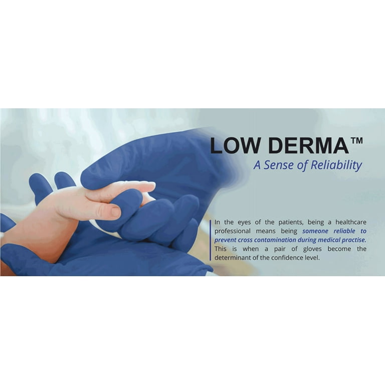 Low Derma Dark Blue Extra Large Nitrile Glove - Powder-Free - 1000 count box