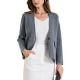 thumbnail image 4 of INSPIRE CHIC Women's Collarless Blazer Long Sleeve One Button Business Office Blazers Jacket S Grey, 4 of 5