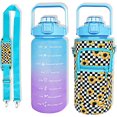 thumbnail image 1 of 64 oz Water Bottle with Straw Sleeve & Strap Motivational BPA Free Half Gallon Water Jug with Handle for Gym Women Men Aesthetic Water Bottle with Strap Sunflower, 1 of 6