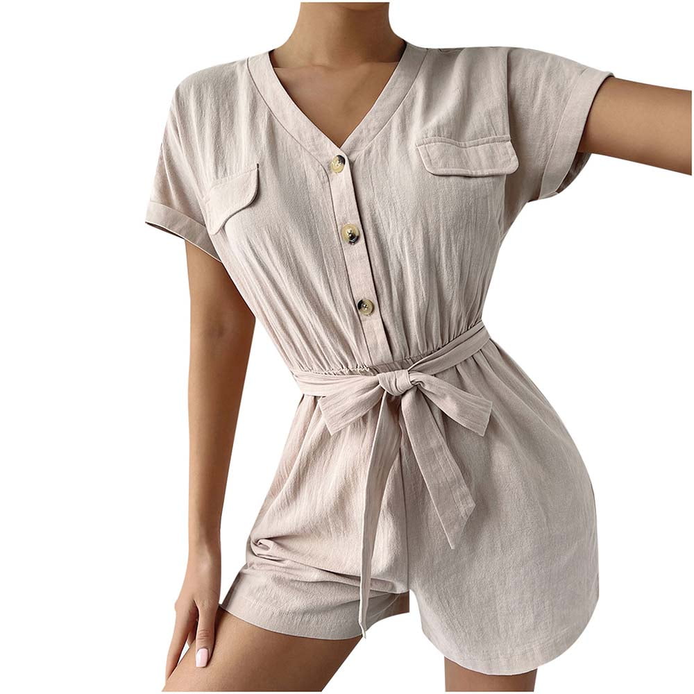 hyve womens latte tiered sleeves deep v neck romper