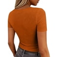 thumbnail image 5 of Lumtrix Women'S Short Sleeve Scoop Neck Ribbed Knit Fitted Dressy Casual Tops Tee Summer Slim Trendy Basic Shirts Orange M, 5 of 7
