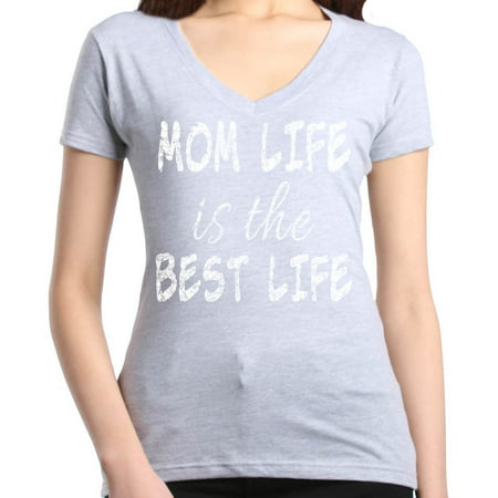 Shop4Ever Women's Mom Life Is The Best Life Slim Fit V-Neck (Best Slim Fit V Neck T Shirts)