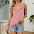 thumbnail image 2 of Yuyuzo Tank Tops for Women Sleeveless V Neck Ruffle Shirts Solid Color Beach Top Summer Tops, 2 of 4