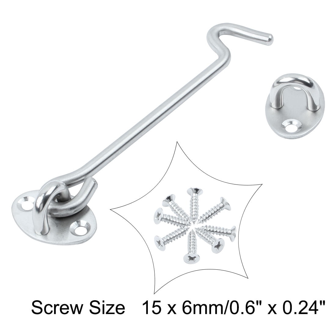 Unique Bargains Steel Door Window Cabinet Gate Latch Catch Hook 2 Pcs 0.59" x 0.24"