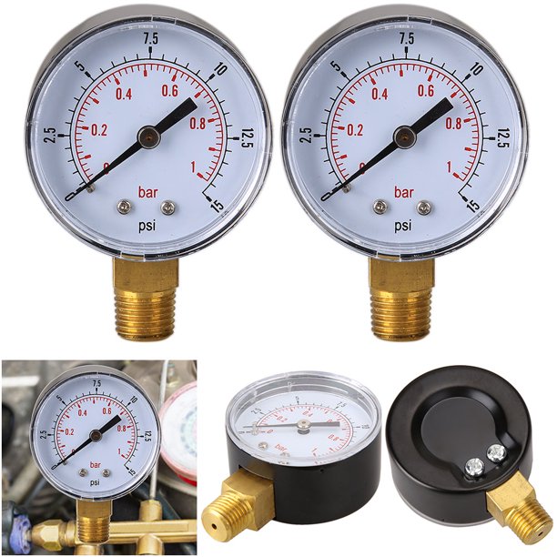 Manómetro Baja Presión para Aire Hidráulico 50mm 0/15 PSI 0/1 Bar 1/4 BSPT
