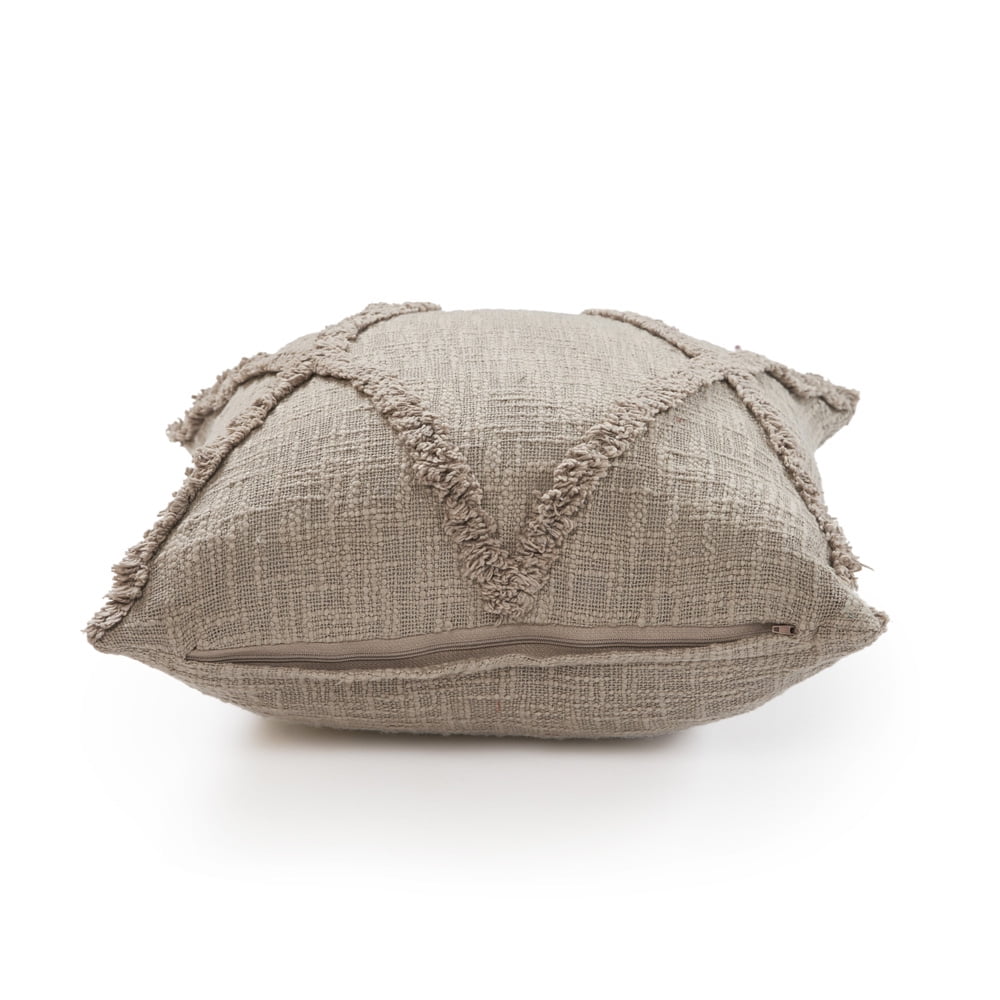 Ox Bay Sara 20" x 20" Taupe Shag Diamond Cotton Adult Decorative Throw Pillow Cover