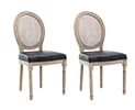 Black Leather - Rattan Back