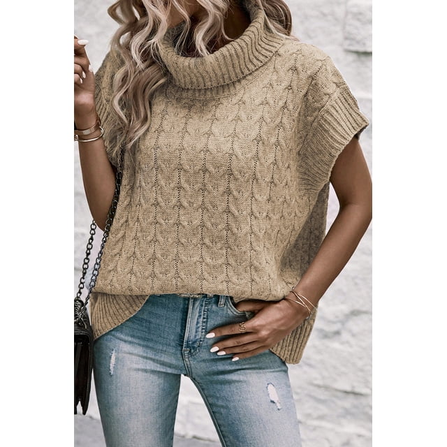 FOLUNSI Améliorez Votre Garde-Robe avec Notre Chandail à Col Roulé Beige Stylé!