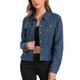 thumbnail image 1 of Chaqueta de mezclilla casual para mujer INSPIRE CHIC, con botones, de manga larga, textura lavada, color azul denim L, 1 of 6