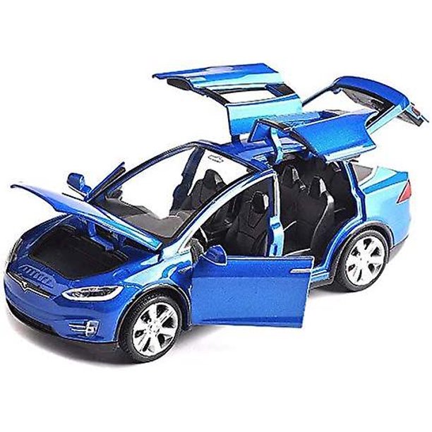 Modelo de coche a escala 1:32 X90 Tesla aleación 1/32 modelo de coche fundido a presión con sonido y luz, modelo de coche de juguete, colección de juguetes para niños (azul)