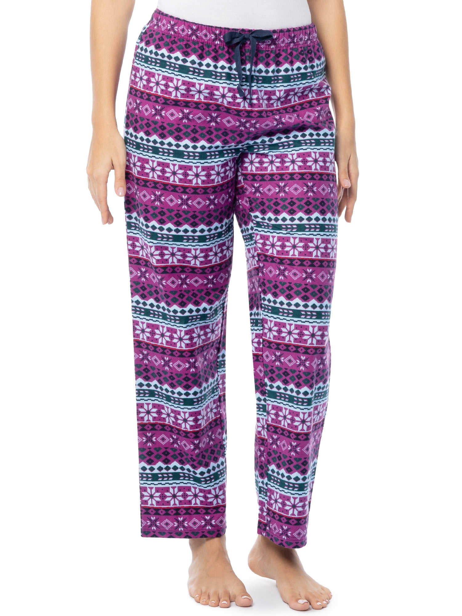 Fruit of the Loom Women's Beyond Soft Long Sleeve Waffle Top and Flannel Bottom Pajama Set, Sizes S-4X
