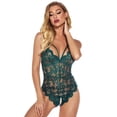 thumbnail image 4 of Lolmot Women One Piece Lingerie Deep V Teddy Sexy Lace Bodysuit Leotard Naughty Sleepwear Lingerie, 4 of 5
