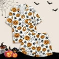 thumbnail image 4 of WEAIXIMIUNG Children's Leisure Printed Button Collar Short Sleeved Top Shorts Pajama Set 8-9 Years, 4 of 5