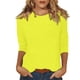 thumbnail image 1 of top casual de color sólido con cuello redondo y manga tres cuartos para mujer amarillo/xl, 1 of 9
