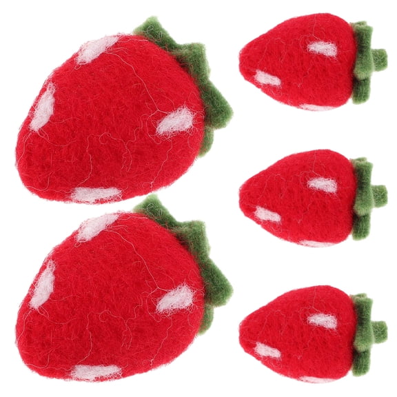 FRCOLOR 5pcs DIY Felt Strawberry Fruit Ornaments DIY Wool Felt Fruit Pendant Kit Handmade Craft Materials for Fruit Theme Birthday Party Jewelry Making