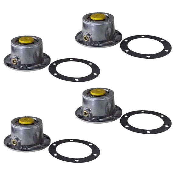 4 Pack 3434024 Aluminum Trailer Hub Cap with Rubber Plugs & Gasket - 6 Holes Wheel Hubcap with Side Pipe Plugs for Trailer Axle Replaces 343-4024 1311 1436900006 180.10622 19QJ343 81024
