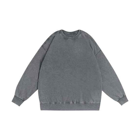 Mens Shirts Under $10 Men's Vintage Distressed Crewneck Sweatshirt Long Sleeve Casual Pullover Loose Washed Streetwear Workout Tops