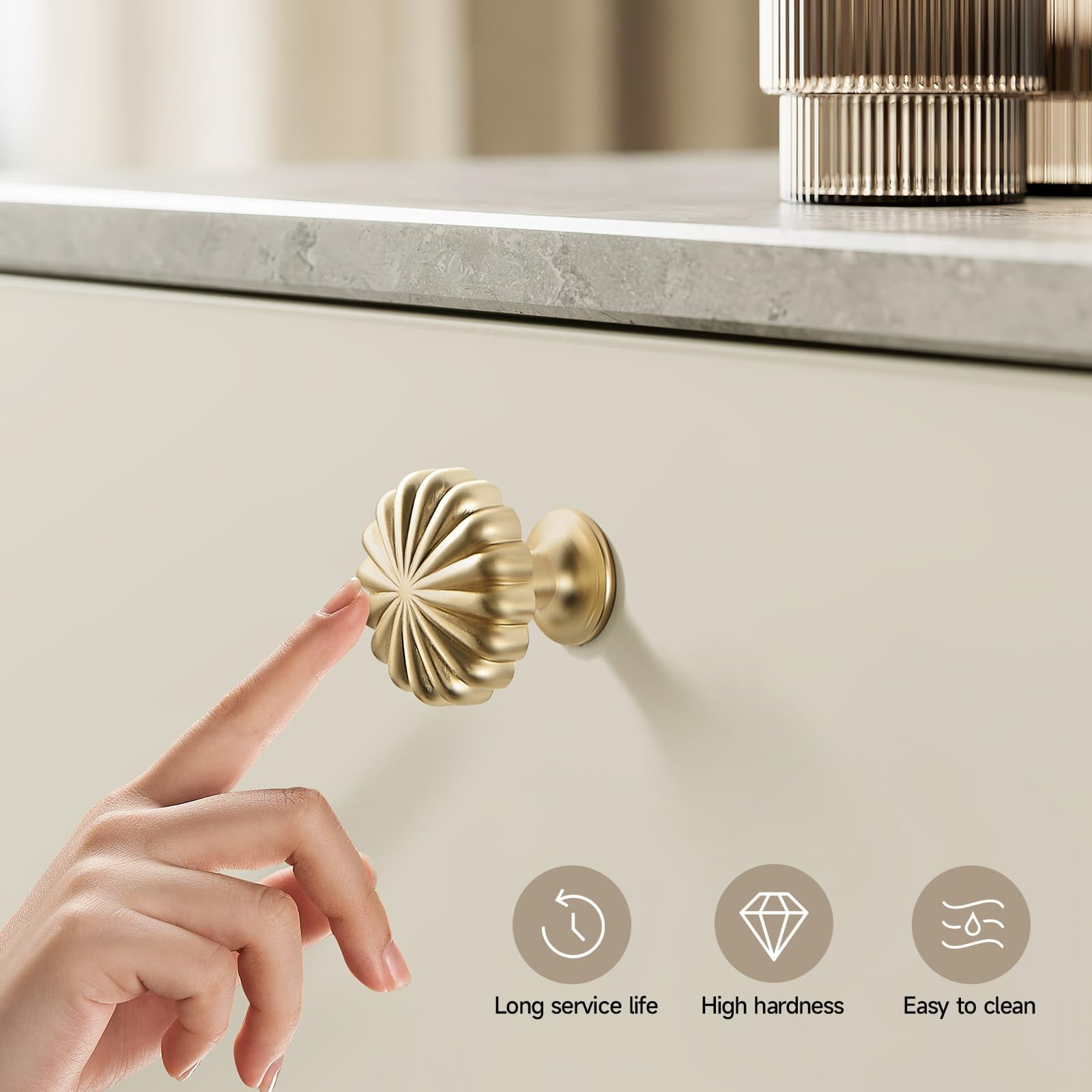 10 Pack Antique Brass Cabinet Knobs for Kitchen Cabinets and Dresser Drawers，Zinc Alloy Hardware Handles Pulls，Vintage Cupboard Drawer Knob