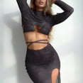thumbnail image 4 of Aayomet High Waisted Bikini Bottom Womens Summer Swimsuit Split Bikini Suit And Long Sleeved Skirt Suit,Black M, 4 of 5